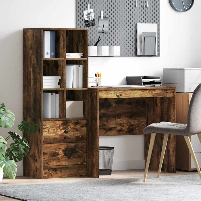 Birou cu sertar 2 pcs Stejar fumuriu - WALTI WALTI