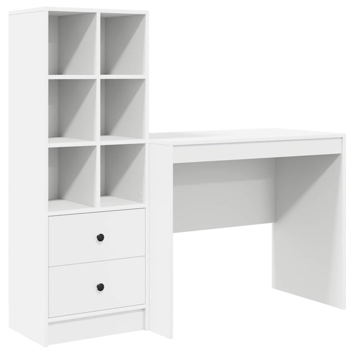 Birou cu sertar cu raft cu depozitare 2 pcs Alb WALTI