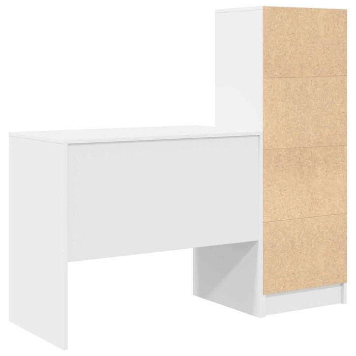 Birou cu sertar cu raft cu depozitare 2 pcs Alb WALTI