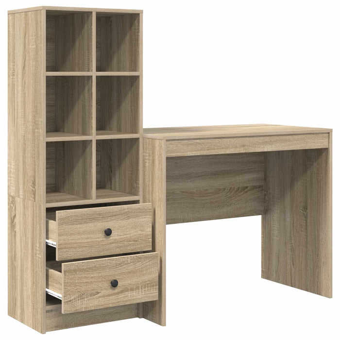 Birou cu sertar cu raft cu depozitare 2 pcs Stejar Sonoma WALTI