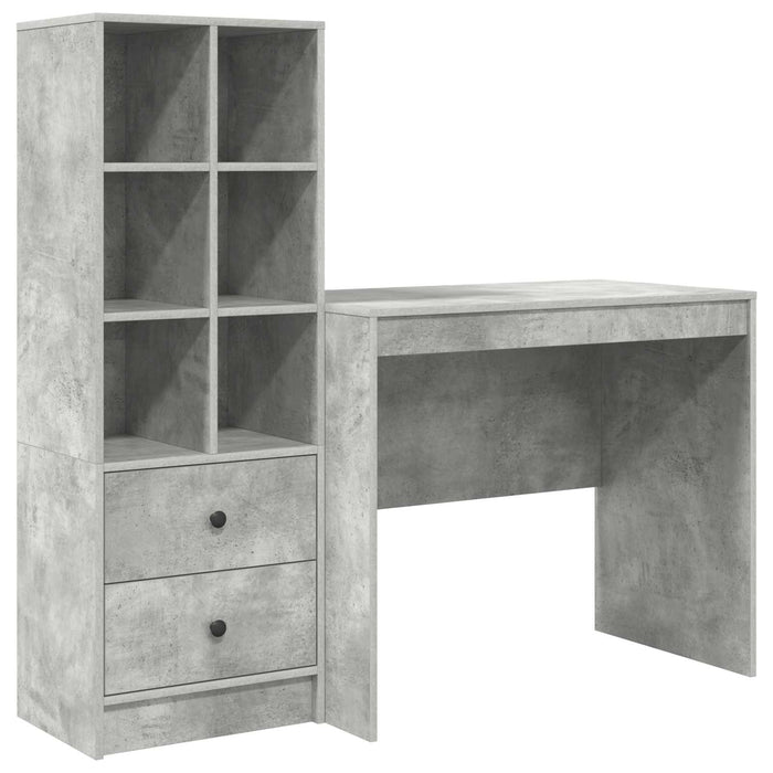 Birou cu sertar cu raft cu depozitare 2 pcs Gri din beton - WALTI WALTI