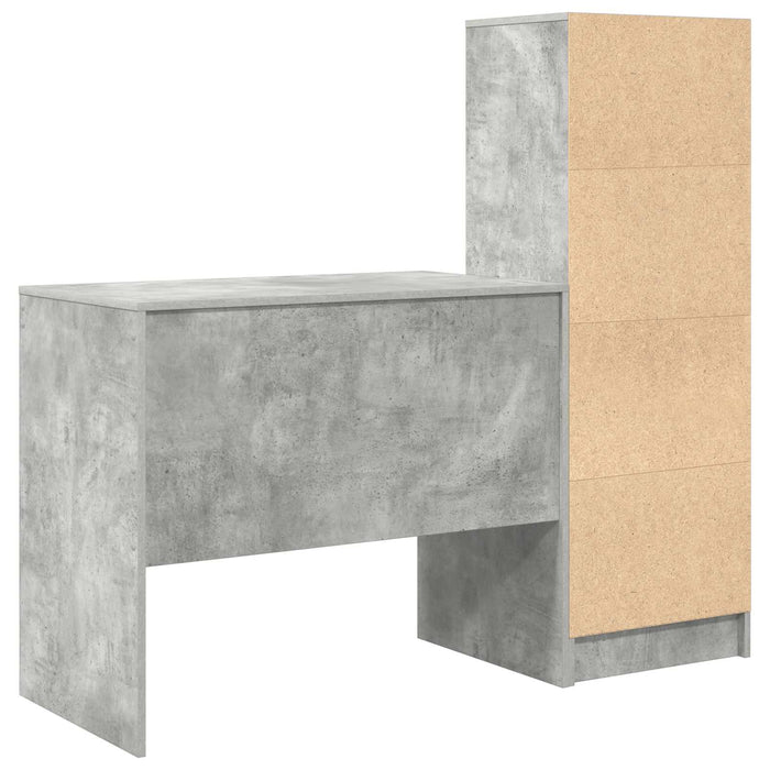 Birou cu sertar cu raft cu depozitare 2 pcs Gri din beton - WALTI WALTI