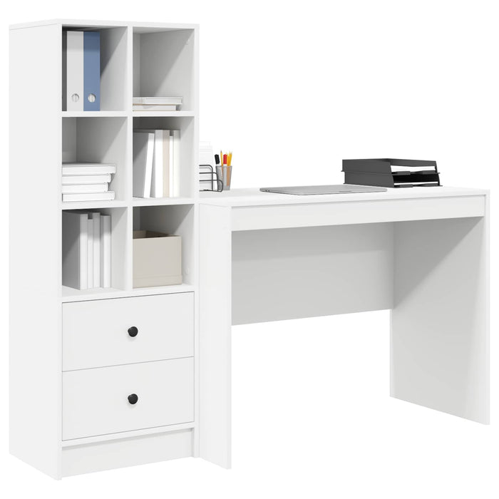 Birou cu sertar 2 pcs Alb WALTI