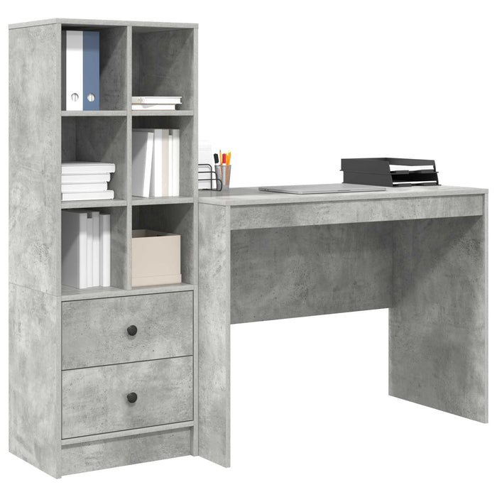 Birou cu sertar 2 pcs Gri din beton - WALTI WALTI