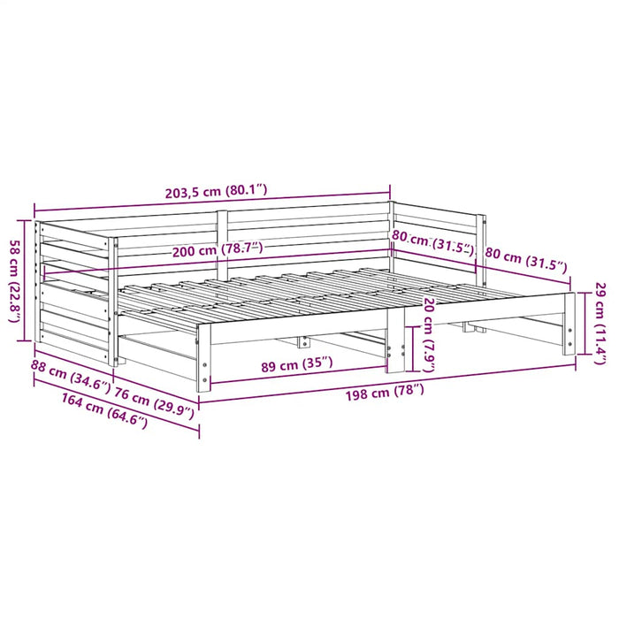 Pat de zi cu extensie extensibilă fără saltea 80x200 cm - WALTI WALTI