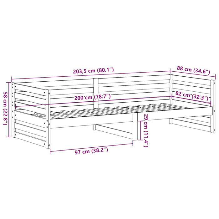 Pat de zi fără saltea 80x200 cm lemn masiv de pin - WALTI WALTI