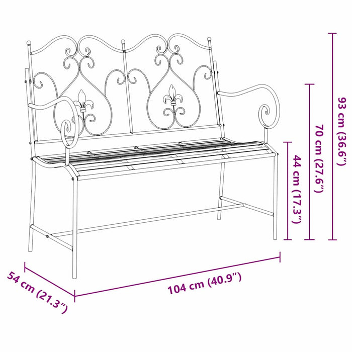 Bancă de grădină Alb Antic 104 x 54 x 93 cm Oțel - WALTI WALTI