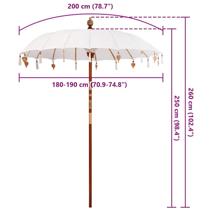 Parasol Balinez Crem 190 x 190 x 260 cm - WALTI WALTI