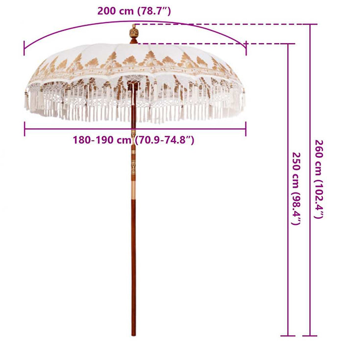Parasol Balinez Crem 190 x 190 x 260 cm - WALTI WALTI
