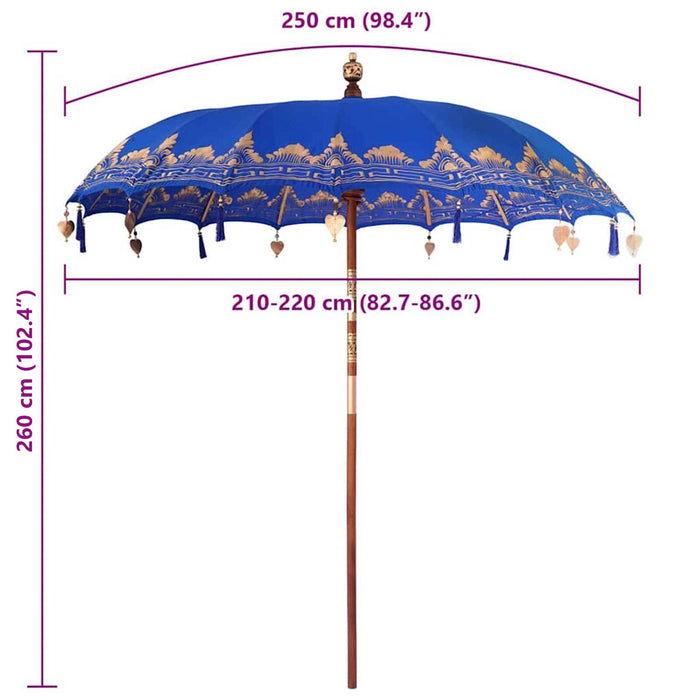 Parasol Balinez albastru 215 x 215 x 260 cm WALTI