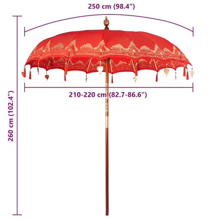 Parasol Balinez Roșu 215 x 215 x 260 cm - WALTI WALTI
