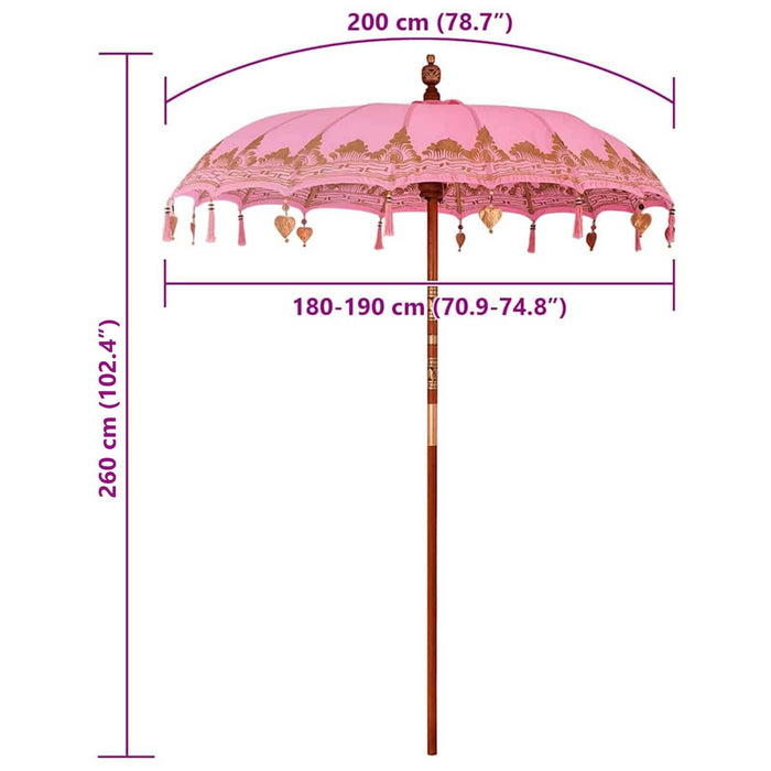 Parasol Balinez Roz 185 x 185 x 260 cm - WALTI WALTI