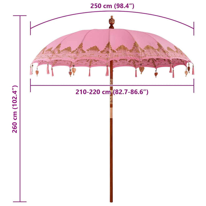 Parasol Balinez Roz 215 x 215 x 260 cm - WALTI WALTI