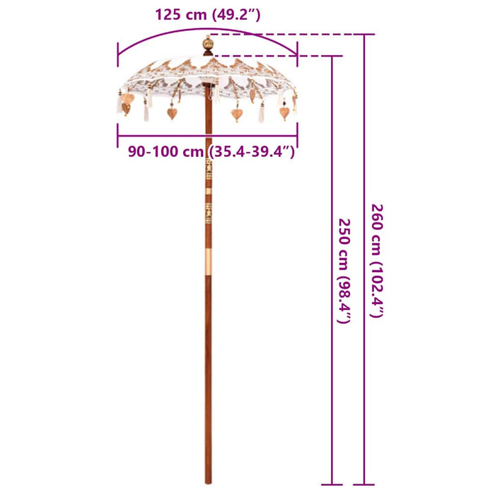 Parasol Balinez Crem 125 x 125 x 260 cm - WALTI WALTI