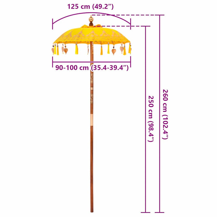 Parasol Balinez Galben 125 x 125 x 260 cm - WALTI WALTI