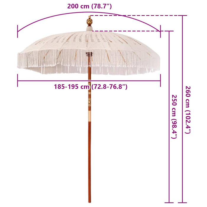 Umbrelă macramé Crem 190 x 190 x 260 cm - WALTI WALTI