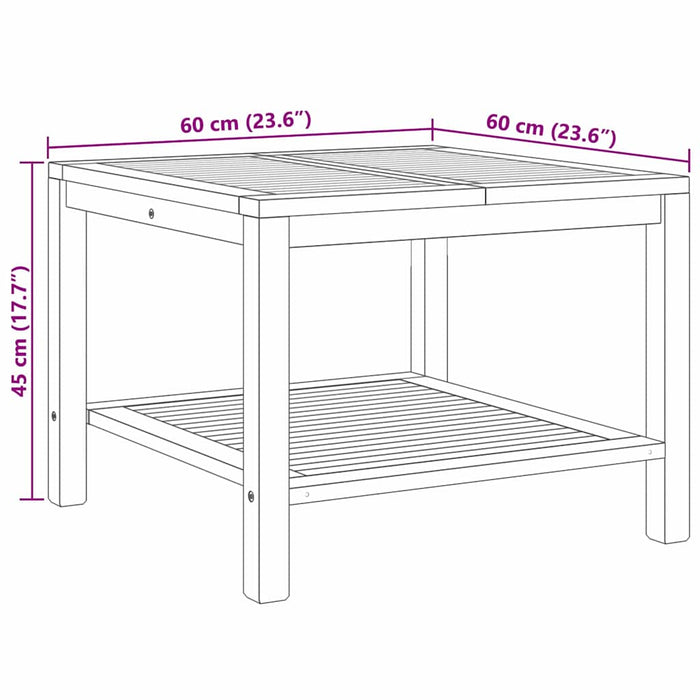Masă de cafea cu raft Maro 60 x 60 x 45 cm Lemn solid de tec WALTI