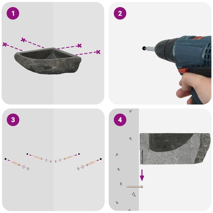 Chiuvetă Gri (30-37) x (30-37) x 12 cm Piatra de Râu - WALTI WALTI