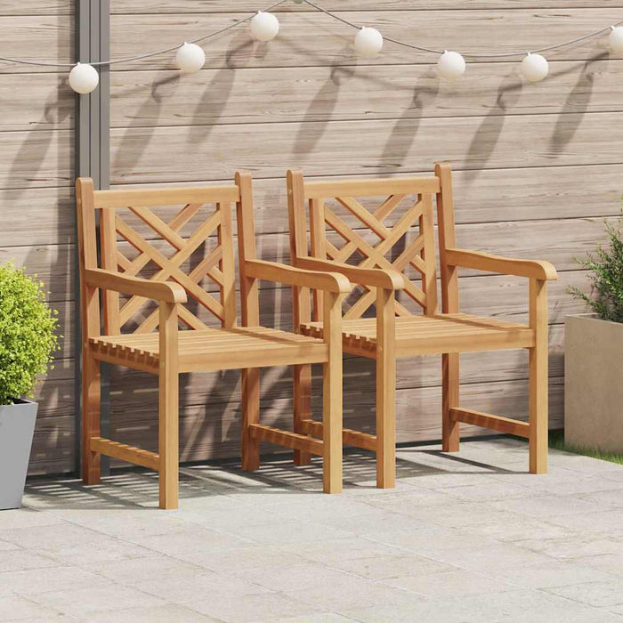 Scaune de grădină 2 pcs Maro 58 x 60 x 90 cm Lemn masiv de tec - WALTI WALTI