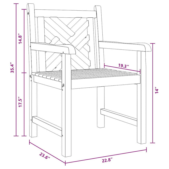 Scaune de grădină 2 pcs Maro 58 x 60 x 90 cm Lemn masiv de tec - WALTI WALTI