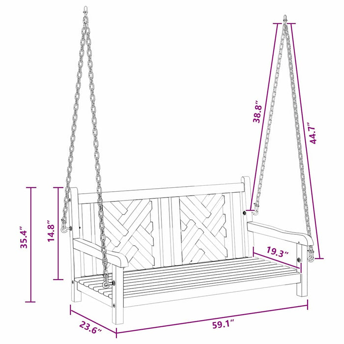 Bancă swinging Altele Maro 114 x 60 x 64 cm Lemn masiv de tec - WALTI WALTI