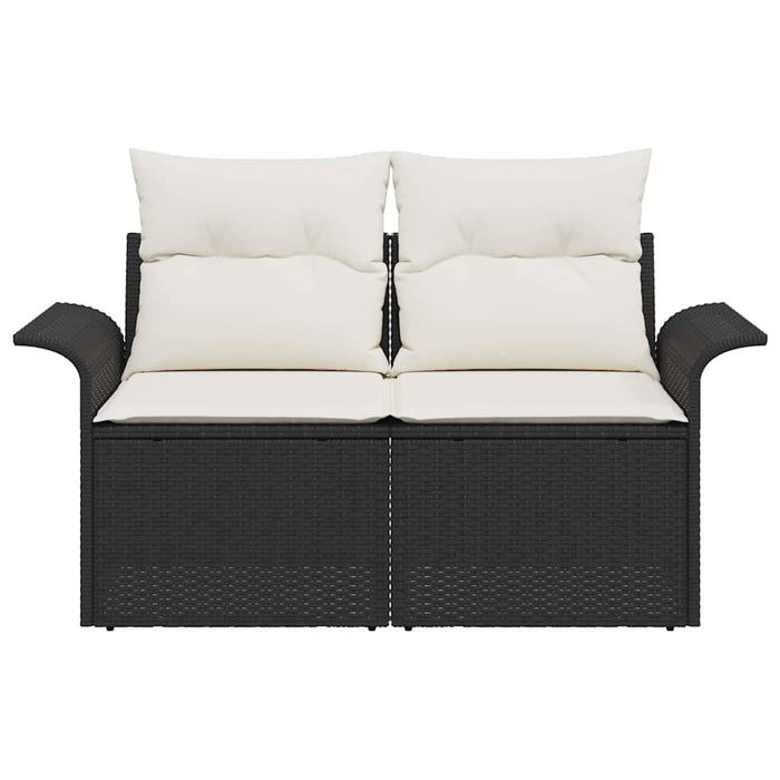 Canapea de grădină cu pernă Negru 141 x 62 x 69cm poliratan - WALTI WALTI