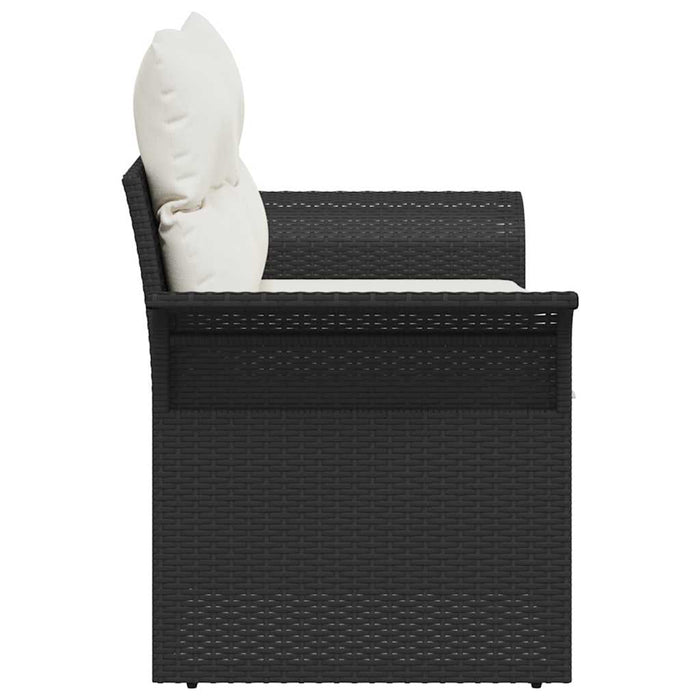 Canapea de grădină cu pernă Negru 141 x 62 x 69cm poliratan - WALTI WALTI