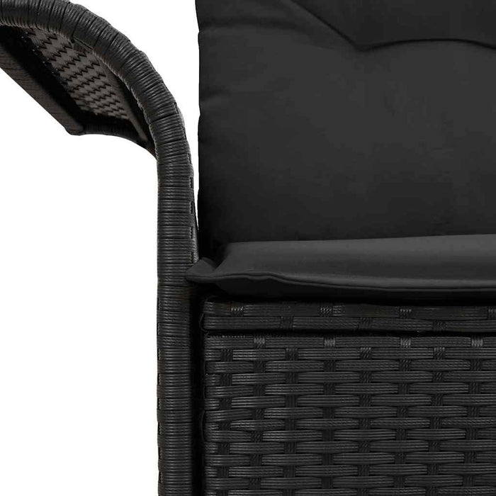 Canapea de grădină cu pernă Negru 141 x 62 x 69cm poliratan - WALTI WALTI