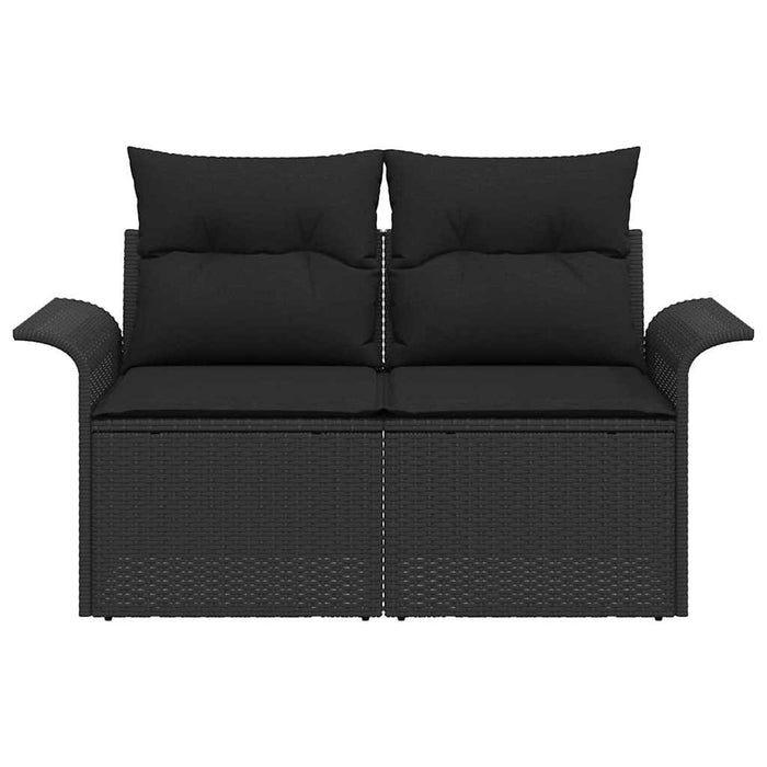Canapea de grădină cu pernă Negru 141 x 62 x 69cm poliratan - WALTI WALTI