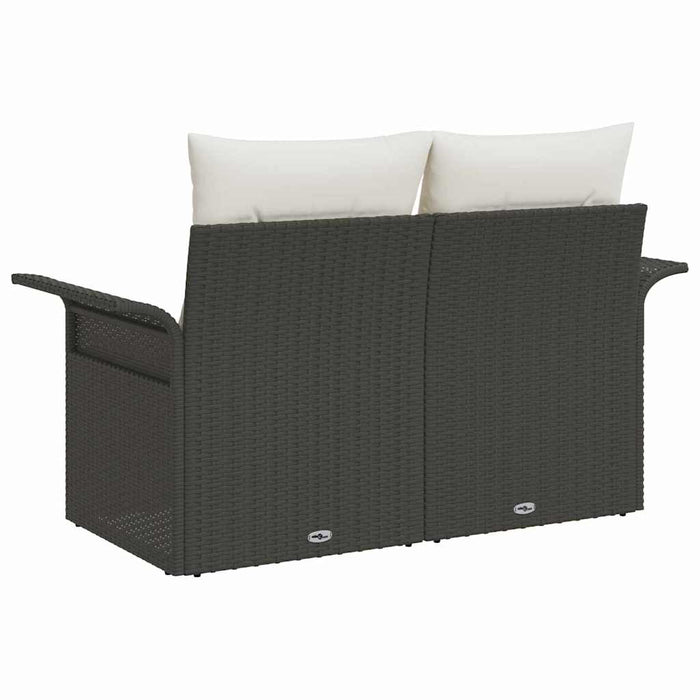 Canapea de grădină cu pernă Negru 141 x 62 x 69cm poliratan - WALTI WALTI