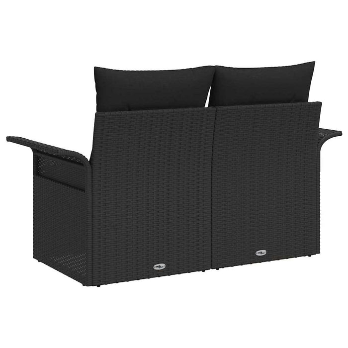 Canapea de grădină cu pernă Negru 141 x 62 x 69cm poliratan - WALTI WALTI