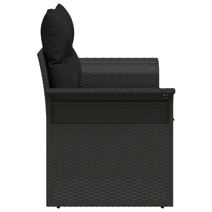 Canapea de grădină cu pernă Negru 141 x 62 x 69cm poliratan - WALTI WALTI