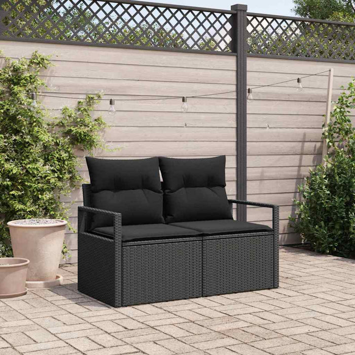 Canapea de grădină cu pernă Negru 120 x 62 x 69cm poliratan - WALTI WALTI