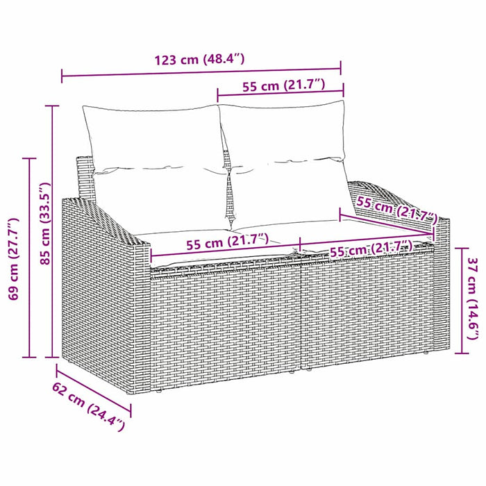 Canapea de grădină Gri 123 x 62 x 69cm poliratan - WALTI WALTI