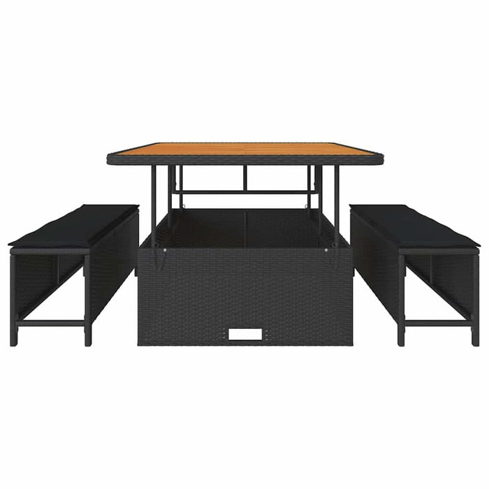 Set de masă pentru grădină Negru Rattan poli - WALTI WALTI