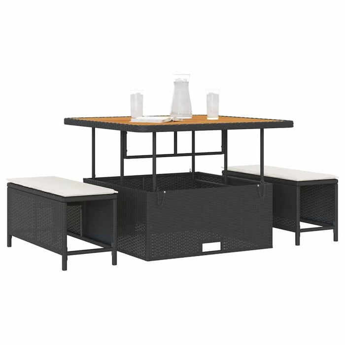 Set de masă pentru grădină Negru Rattan poli - WALTI WALTI