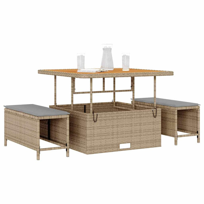 Set de masă pentru grădină Bej Rattan poli - WALTI WALTI