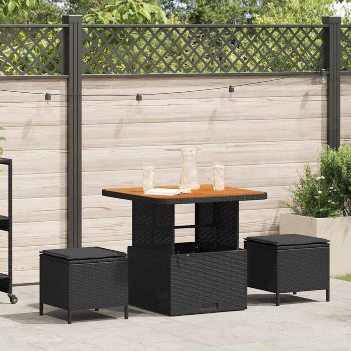 Set de masă pentru grădină Negru Rattan poli - WALTI WALTI