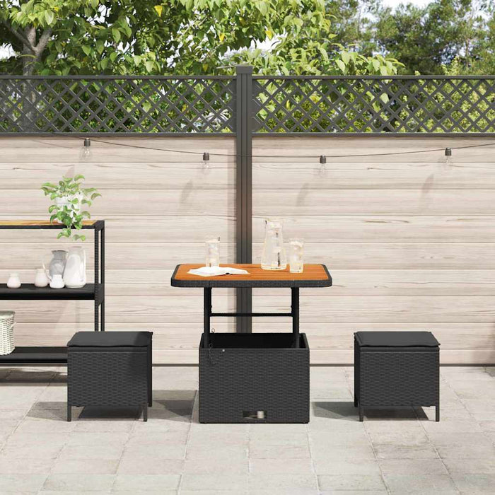 Set de masă pentru grădină Negru Rattan poli - WALTI WALTI
