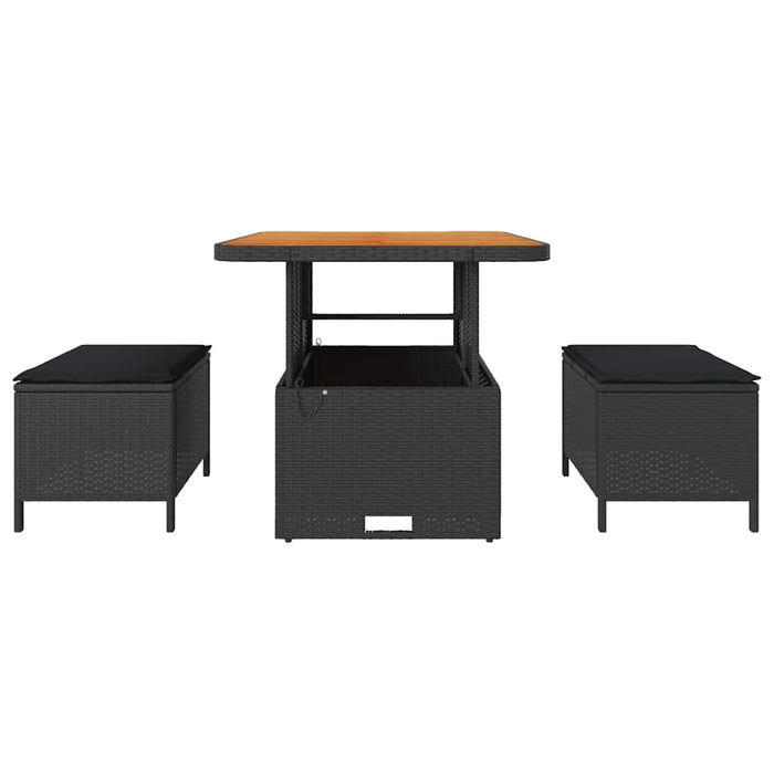 Set de masă pentru grădină Negru Rattan poli - WALTI WALTI