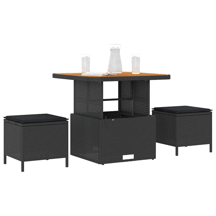 Set de masă pentru grădină Negru Rattan poli - WALTI WALTI