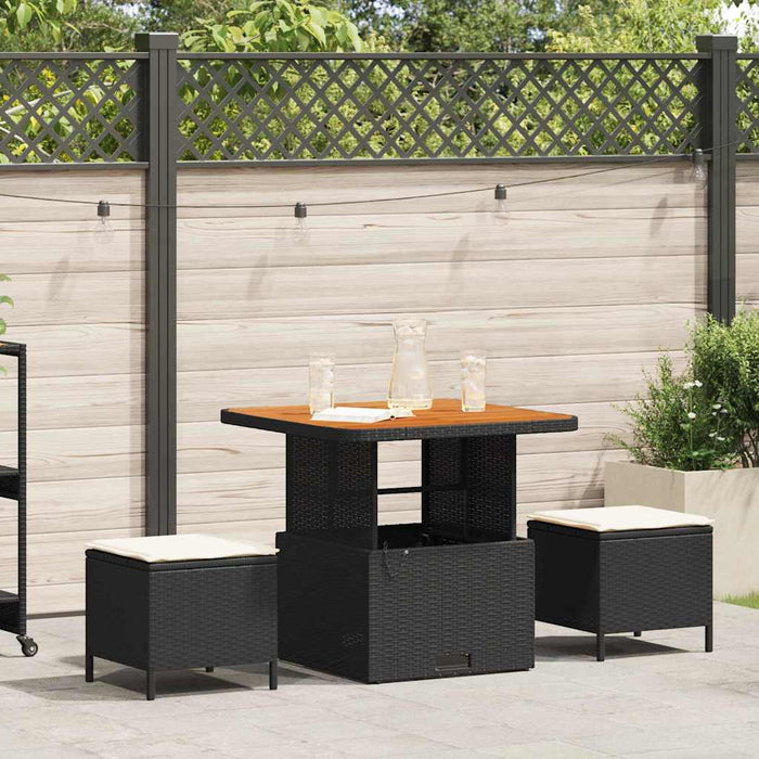 Set de masă pentru grădină Negru Rattan poli - WALTI WALTI