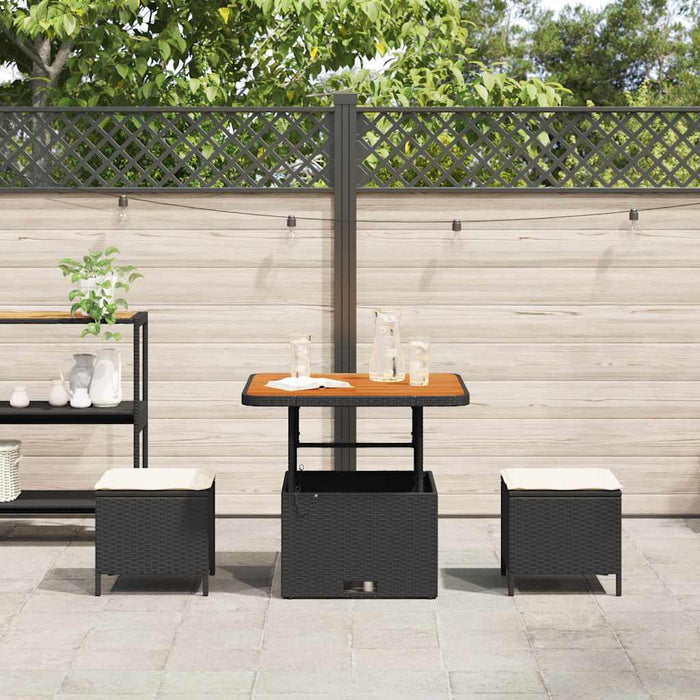 Set de masă pentru grădină Negru Rattan poli - WALTI WALTI