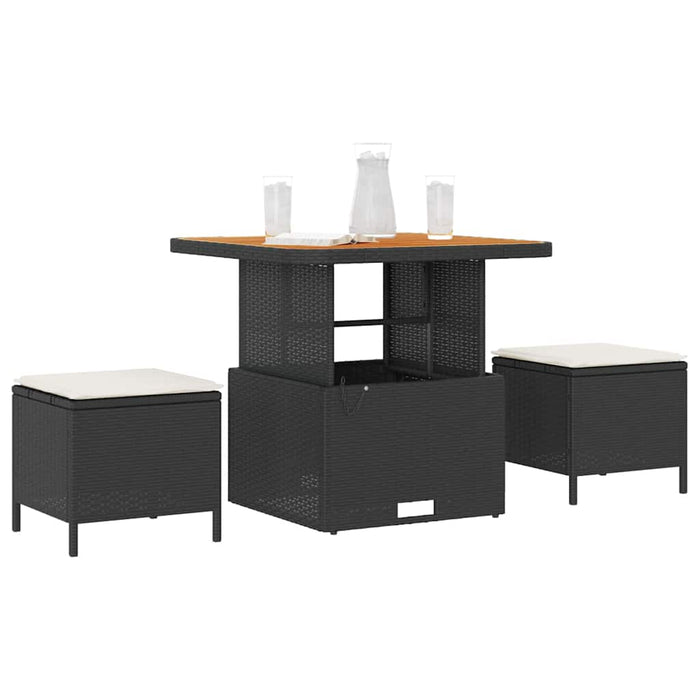 Set de masă pentru grădină Negru Rattan poli - WALTI WALTI