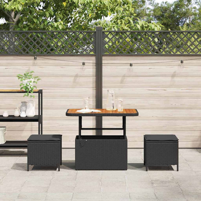 Set de masă pentru grădină Negru Rattan poli - WALTI WALTI
