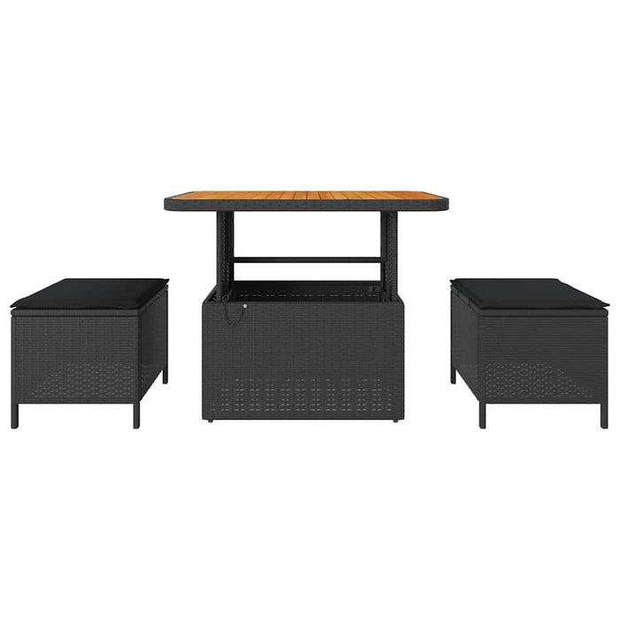 Set de masă pentru grădină Negru Rattan poli - WALTI WALTI