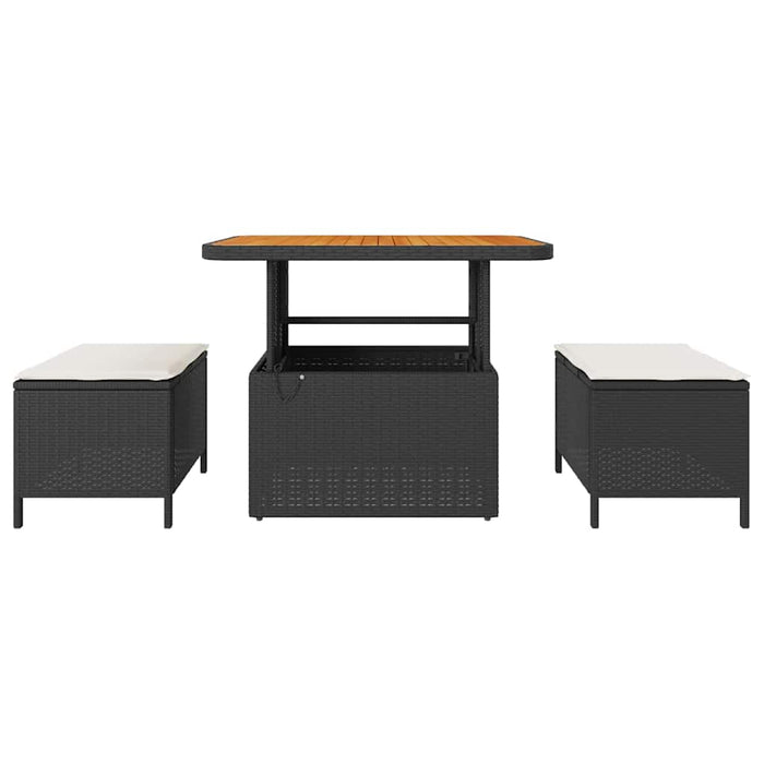 Set de masă pentru grădină Negru Rattan poli - WALTI WALTI