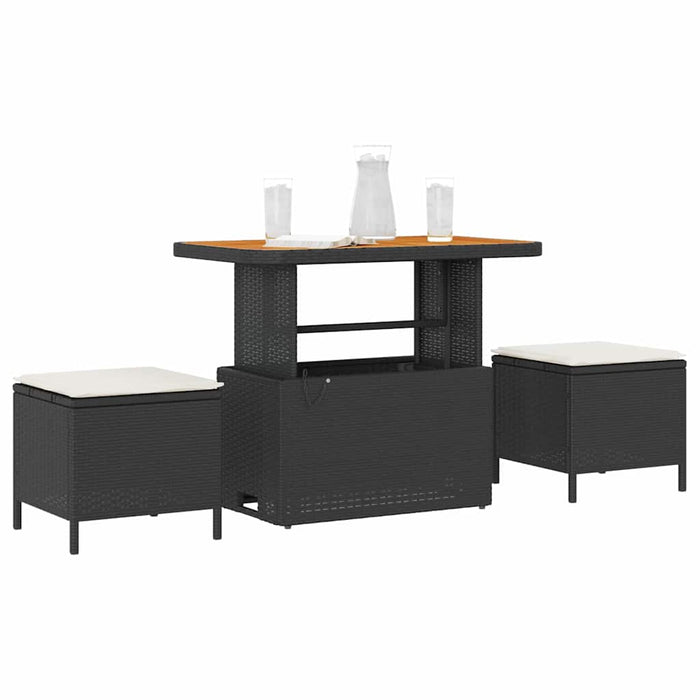 Set de masă pentru grădină Negru Rattan poli - WALTI WALTI