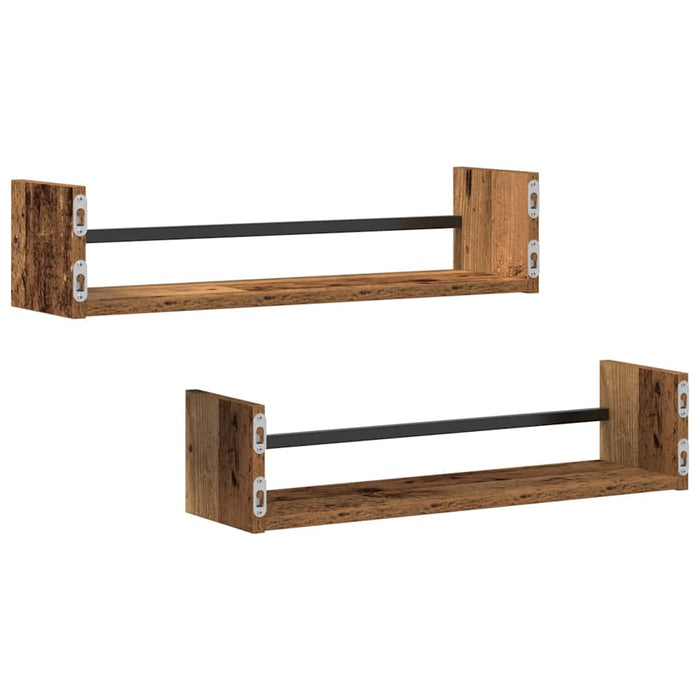 Raft de perete 2 pcs Lemn vechi 60 x 16 x 14 cm Lemn compozit - WALTI WALTI
