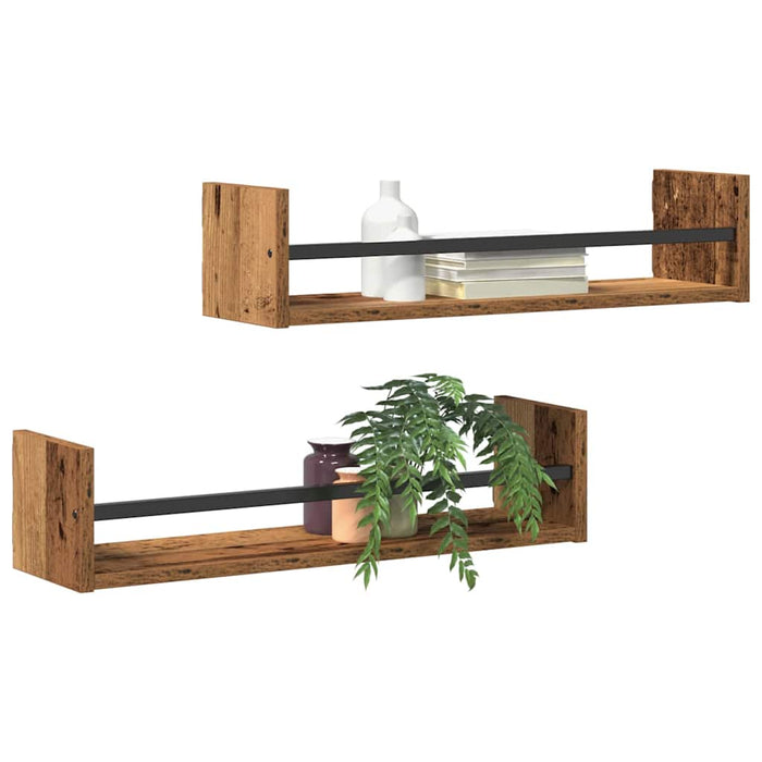 Raft de perete 2 pcs Lemn vechi 60 x 16 x 14 cm Lemn compozit - WALTI WALTI